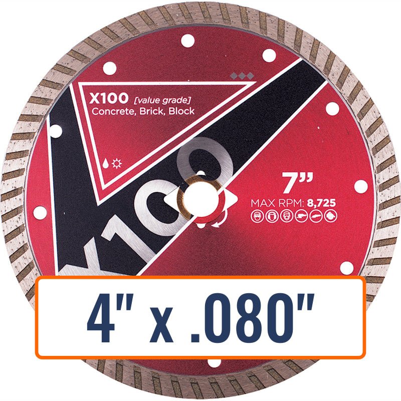 Diamond Vantage 4" x .080" General Purpose Diamond Blade for Concrete Saw with 7/8" or 5/8" Arbor Size