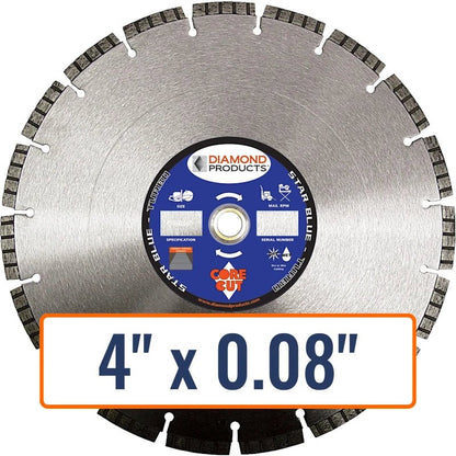 Diamond Products 4" x 0.08" Star Blue H.P. Turbo Blade with 7/8" Arbor Size