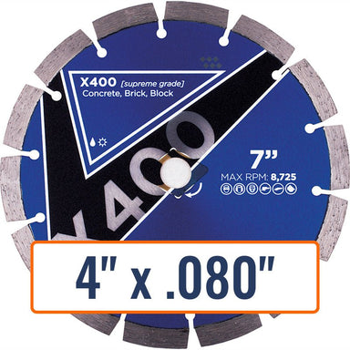 Diamond Vantage 4" x .080" Concrete Diamond Blade for General Purpose cutting with 7/8" & 5/8" arbor sizes.