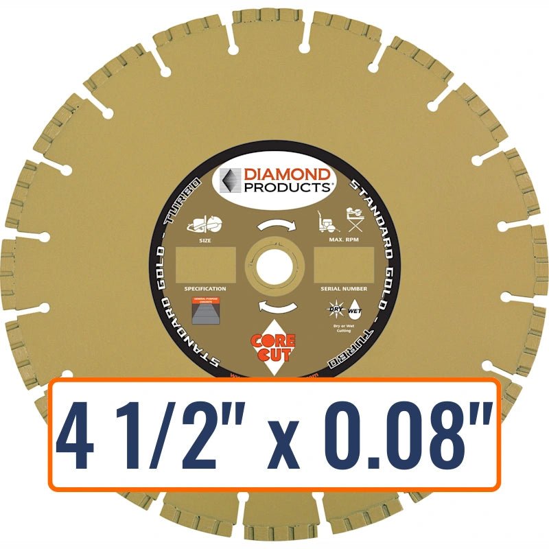 Diamond Products 4.5" High Performance Turbo Diamond Saw Blade for General Purpose Concrete