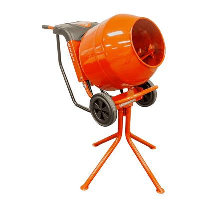 Brave MIXZR Concrete Mixer: Compact, portable, and sturdy with versatile wheelbarrow or stationary operation. Ideal for small