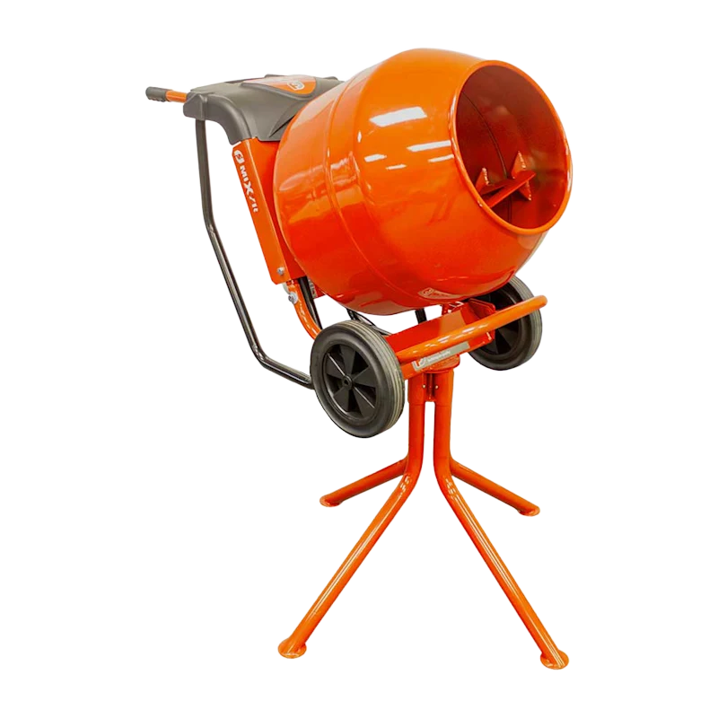 Brave MIXZR Concrete Mixer: Compact, portable, and sturdy with versatile wheelbarrow or stationary operation. Ideal for small