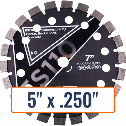 Diamond Vantage 5" x .250" Tuck Point Diamond Saw Blade, 7/8" or 5/8" Arbor Size