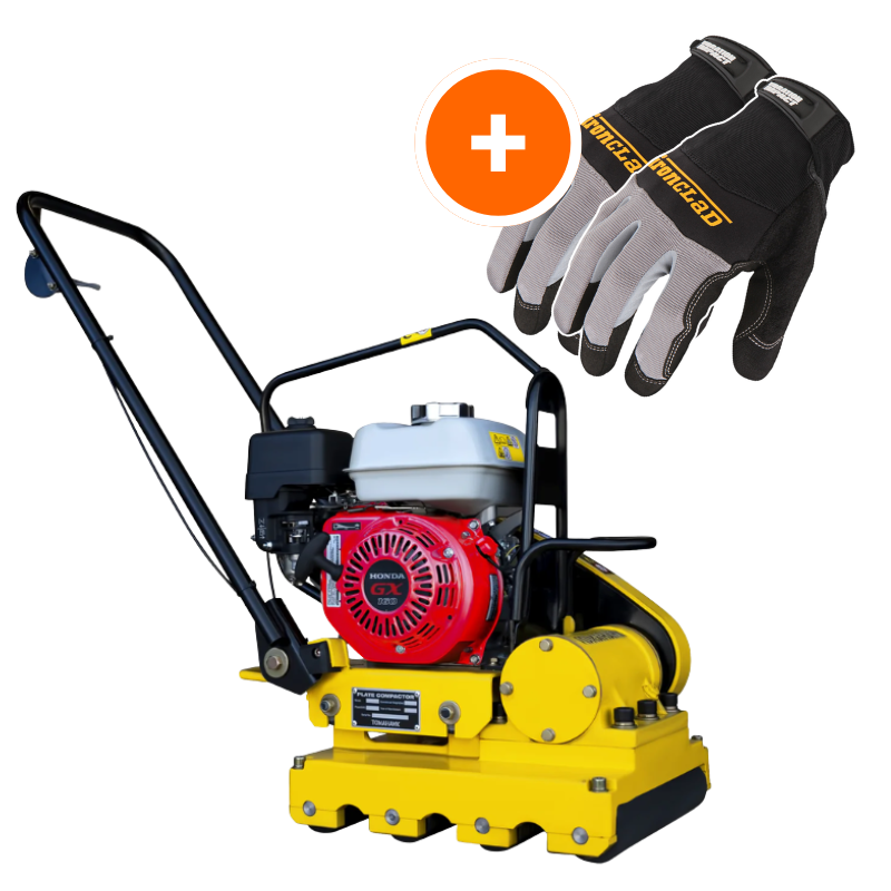 5.5 HP Honda Paver Roller Compactor 17x12 for Pavers, Bricks, Stone, Sand Compaction W/ Free Vibration Impact Ironclad Gloves