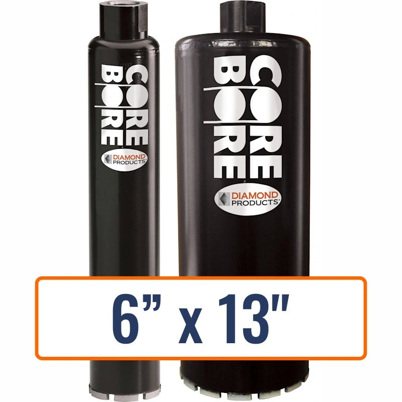Diamond Products 6" x 13" Wet Segmented Core Drill Bit with 1-1/4"-7 Hub Size for General Purpose with Wide Space Application.