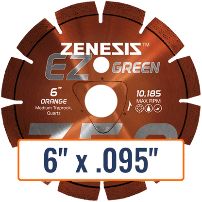 Diamond Vantage 6" x .095" Z350 ORANGE diamond blade for green concrete with 1" Arbor and Soff-Cut Triangle.