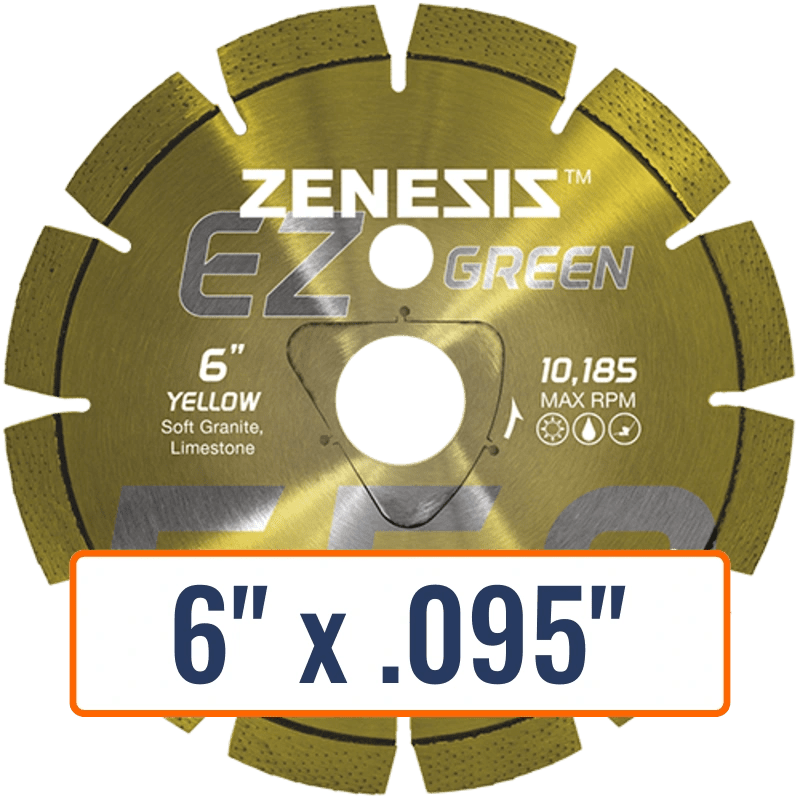 Diamond Vantage Z550 YELLOW 6" x .095" Diamond Saw Blade for Green Concrete with 1" Arbor Size
