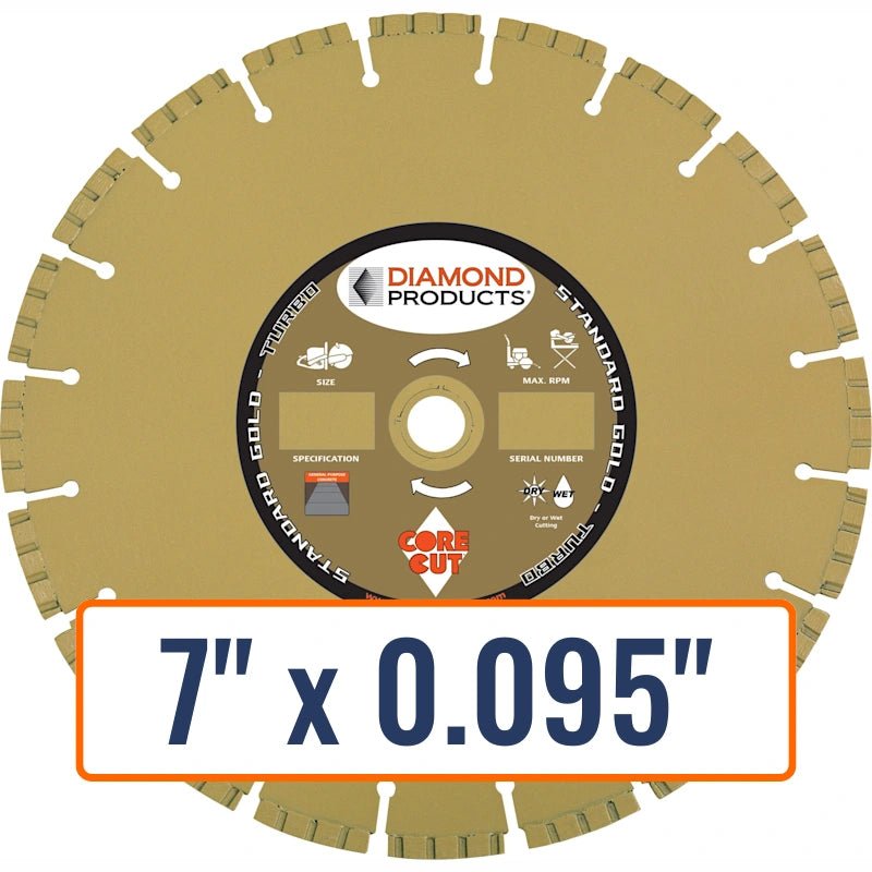 Diamond Products 7" x 0.095" High Performance Turbo Diamond Saw Blade for General Purpose Concrete