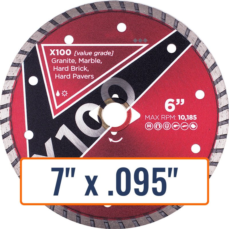Diamond Vantage 7" x .095" Hard Material Diamond Saw Blade, Arbor Size U/A