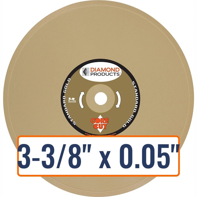 Diamond Products 3-3/8" x 0.05" Standard Gold Continuous Rim Wet Tile Blade for Granite, Marble, Glass, Porcelain, Hard/Dense Tiles