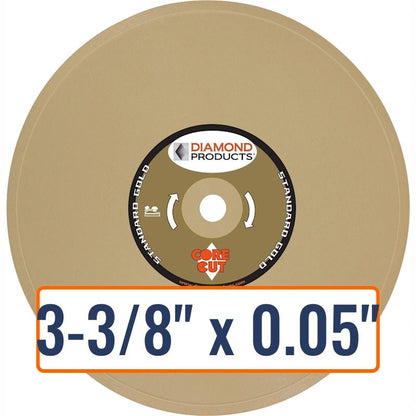 Diamond Products 3-3/8" x 0.05" Standard Gold Continuous Rim Wet Tile Blade for Granite, Marble, Glass, Porcelain, Hard/Dense Tiles