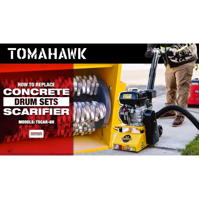 8-Inch Tungsten Carbide Cutter Drum Scarifier Attachment TSCAR6TCC-3