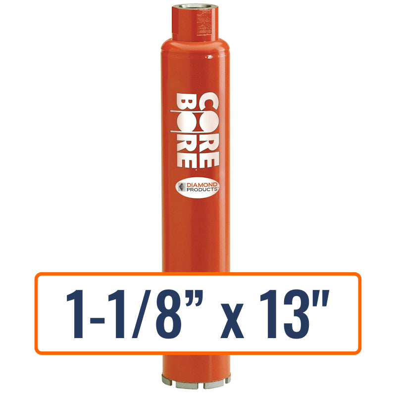 Diamond Products 1-1/8" x 13" Wet Segmented Core Drill Bit with 5/8"-11 Hub - General Purpose