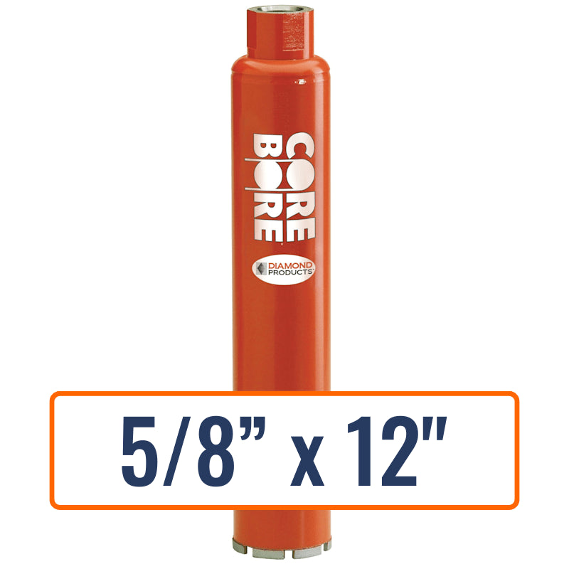 Diamond Products 5/8" x 12" Wet Segmented Core Drill Bit for General Purpose with Open End Hub