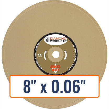 Diamond Products 8" x 0.06" Wet Tile Blade for Granite, Marble, Glass, Porcelain, Hard/Dense Tiles