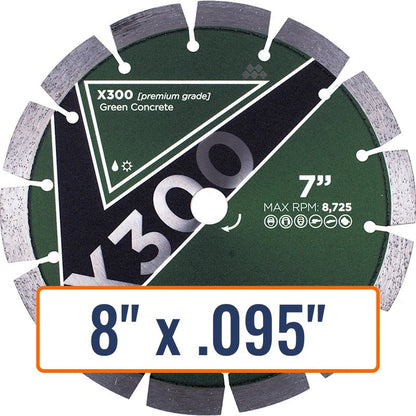 Diamond Vantage 8" x .095" Green Concrete Diamond Saw Blade with 7/8" Arbor Size
