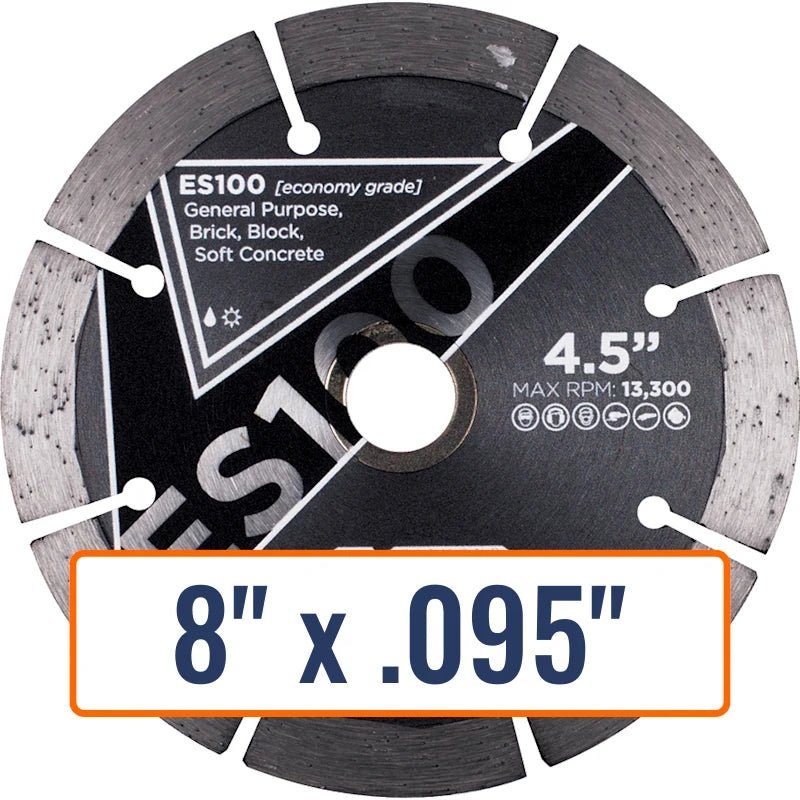 Diamond Vantage 8" General Purpose Diamond Saw Blade, 0.095" thick, U/A arbor size