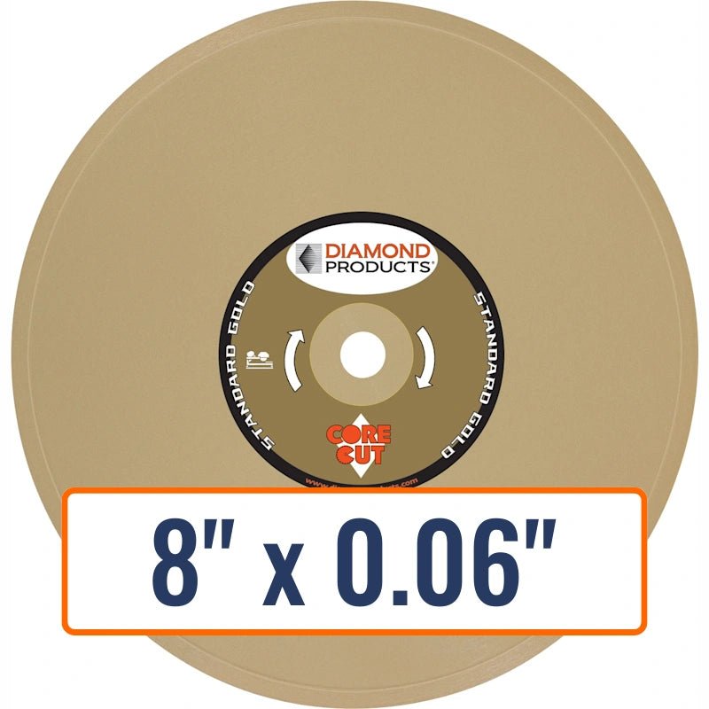 Diamond Products 8" x 0.06" Wet Tile Blade for Ceramic, Fiberglass, Soft/Porous tiles