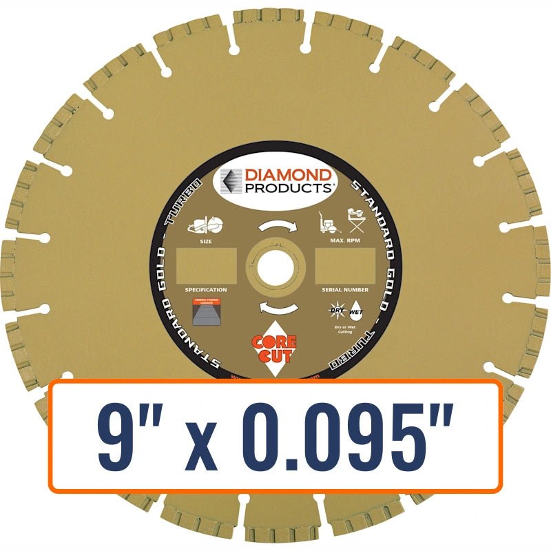 Diamond Products 9" x 0.095" High Performance Turbo Diamond Saw Blade for General Purpose Concrete