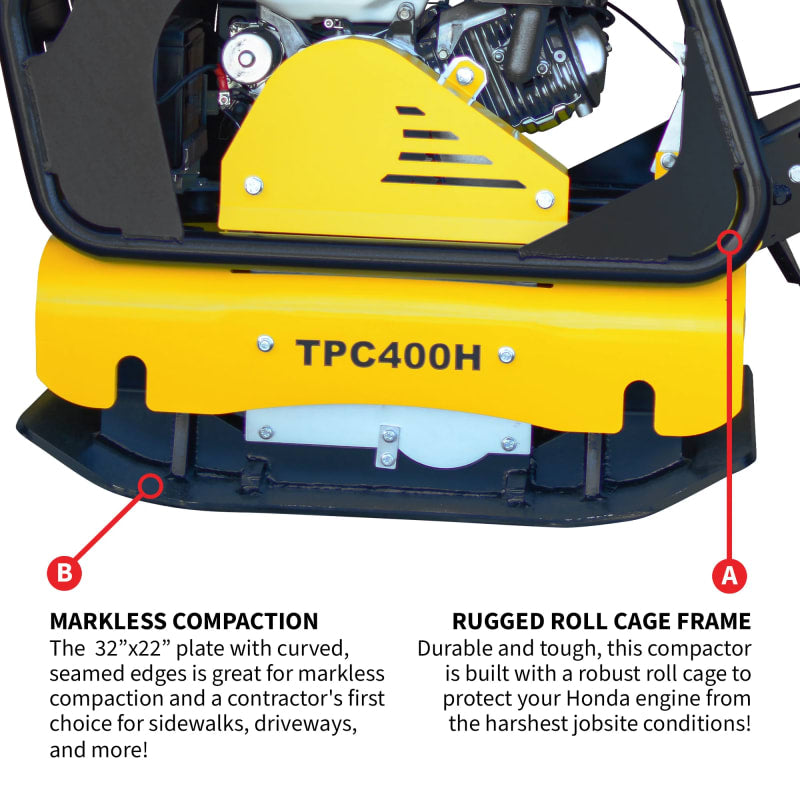 9HP Reverse Plate Compactor Honda GX270 Electric Start 11,690 lbs/ft簡 for Granular Cohesive Soil Compaction TPC400H-7