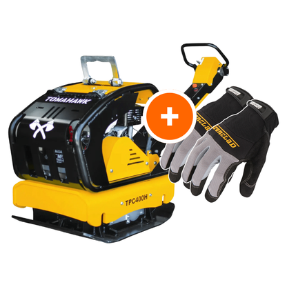 9HP Reverse Plate Compactor Honda GX270 Electric Start 11,690 lbs/ft_ for Granular Cohesive Soil Compaction W/ Free Vibration Impact Ironclad Gloves