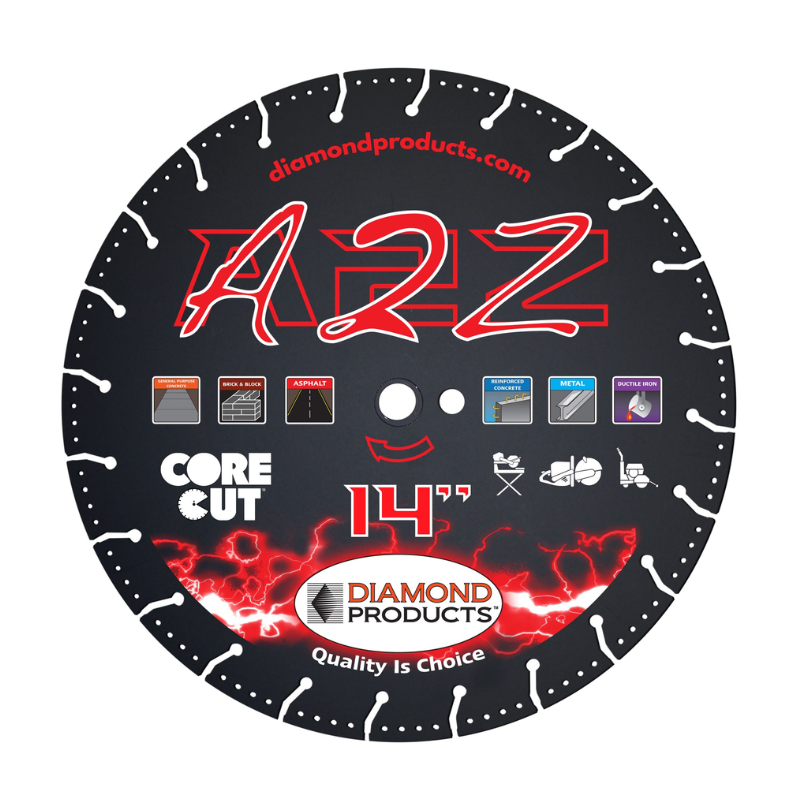 A2Z Vacuum Bonded Diamond Blade for concrete, asphalt, and metal cutting 14"