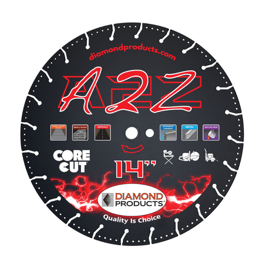 A2Z Vacuum Bonded Diamond Blade for concrete, asphalt, and metal cutting 14"