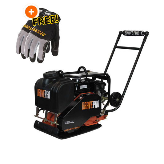BravePro Forward Plate Compactor | 16 In. | Tank and Wheel Kit | Honda GX160 Free Gloves