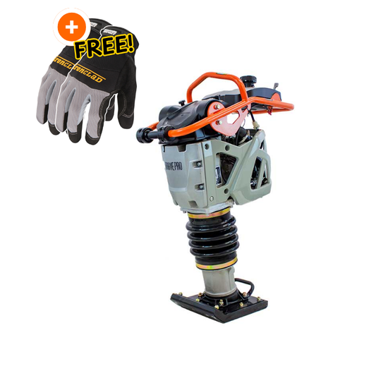 BravePro Tamping Rammer | 3600 Lb. Force | 11.2 in. x 13.4 in. | Honda GXR120 Free Gloves