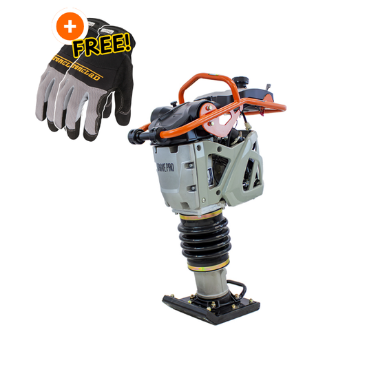 BravePro Tamping Rammer | 4496 Lb. Force | 11.2 in. x 13.4 in. | Honda GXR120 Free Gloves