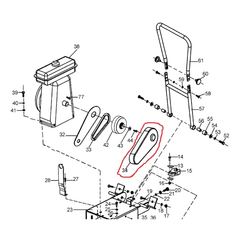 Belt Cover for JXPC50H and JXPC50K Plate Compactor (Z500100010) JXPC50H-BELTCV-2