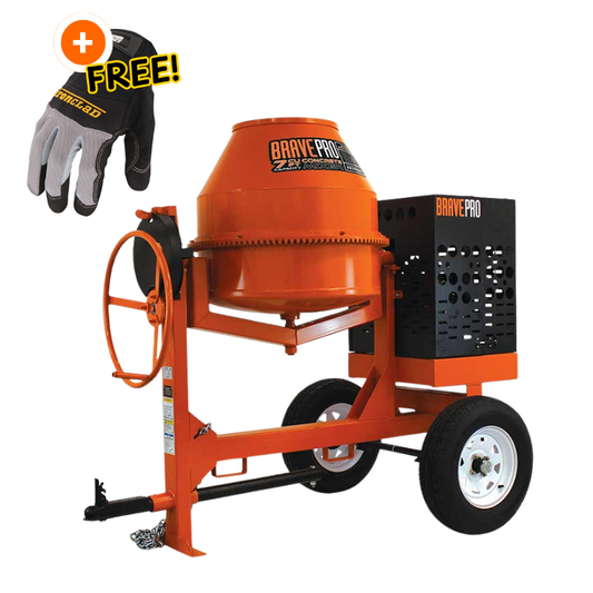 7 Cu Ft Concrete Mixer | Brave | Steel Drum | Honda Gas | Towable
