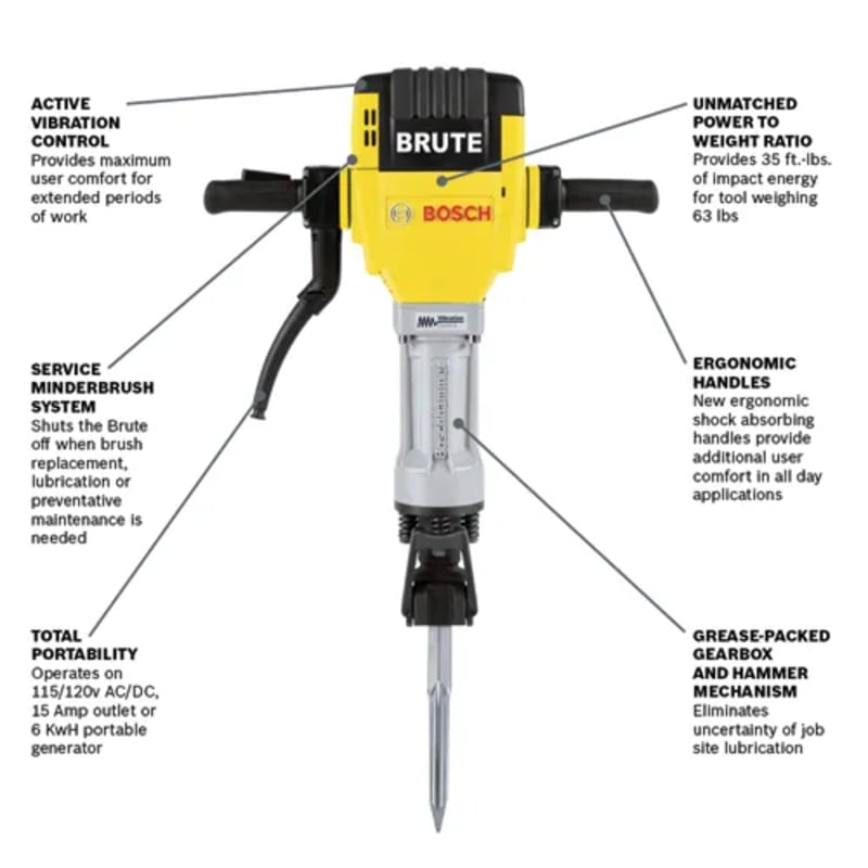 Brute 1-1/8 In. Hex Breaker Hammer with Basic Cart
