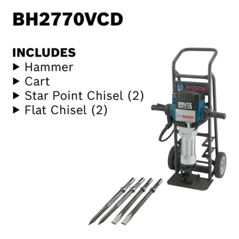 Brute Turbo 1-1/8 In. Hex Breaker Hammer with Deluxe Cart