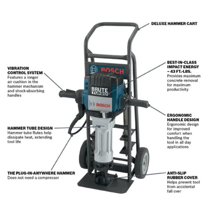 Brute Turbo 1-1/8 In. Hex Breaker Hammer with Deluxe Cart