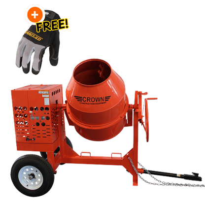 12 Cu Ft Concrete Mixer | Crown | Steel Drum | Honda Gas | Towable