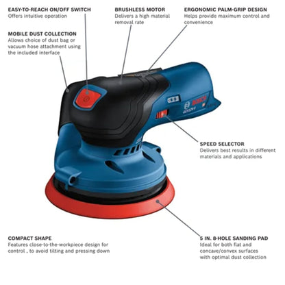 12V Max Brushless 5 In. Random Orbit Sander (Bare Tool)