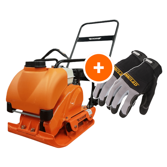 Crown Plate Compactor – Honda GX160, High-Impact 2,922 lbs/ft² W/ Free Vibration Impact Ironclad Gloves