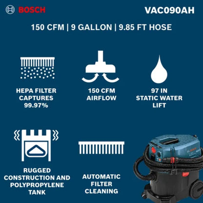 9-Gallon Dust Extractor with Auto Filter Clean and HEPA Filter