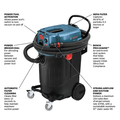14-Gallon Dust Extractor with Auto Filter Clean and HEPA Filter