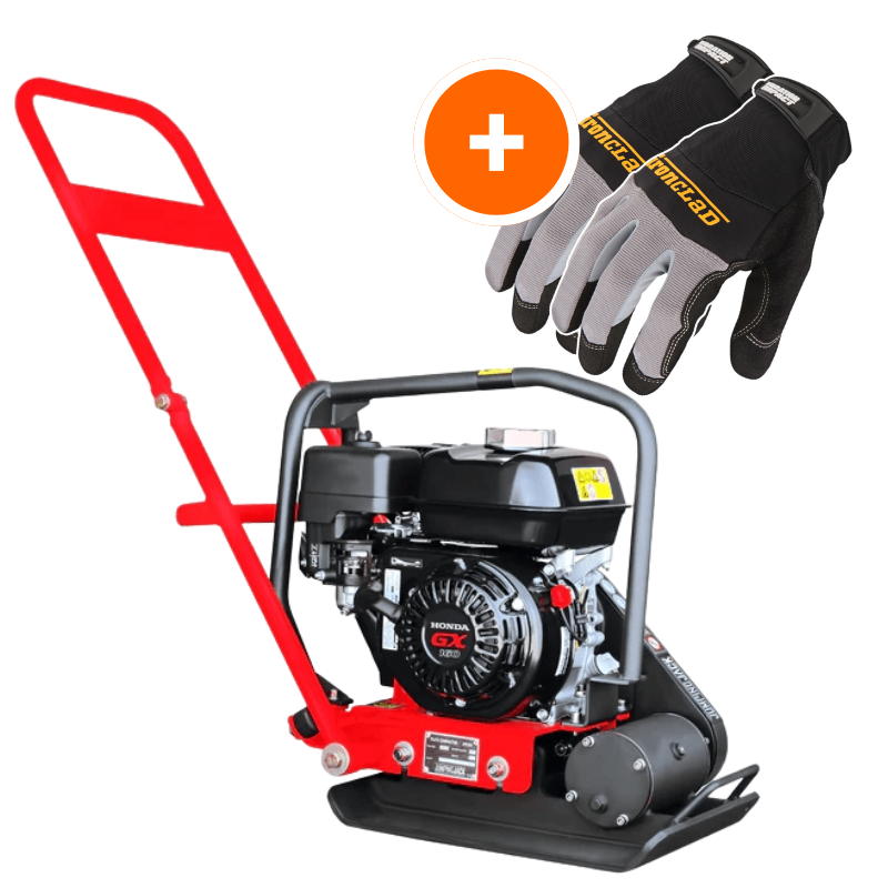 Plate Compactor – 5.5HP Honda, Vibratory Soil Tamper, 3-Year Warranty W/ Free Vibration Impact Ironclad Gloves