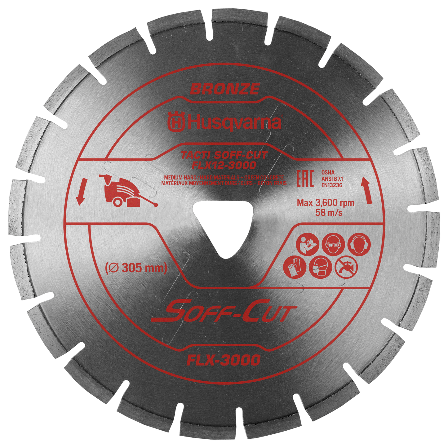 Soft Cut Concrete Saw Blades - Husqvarna Flx 3000 Series Red