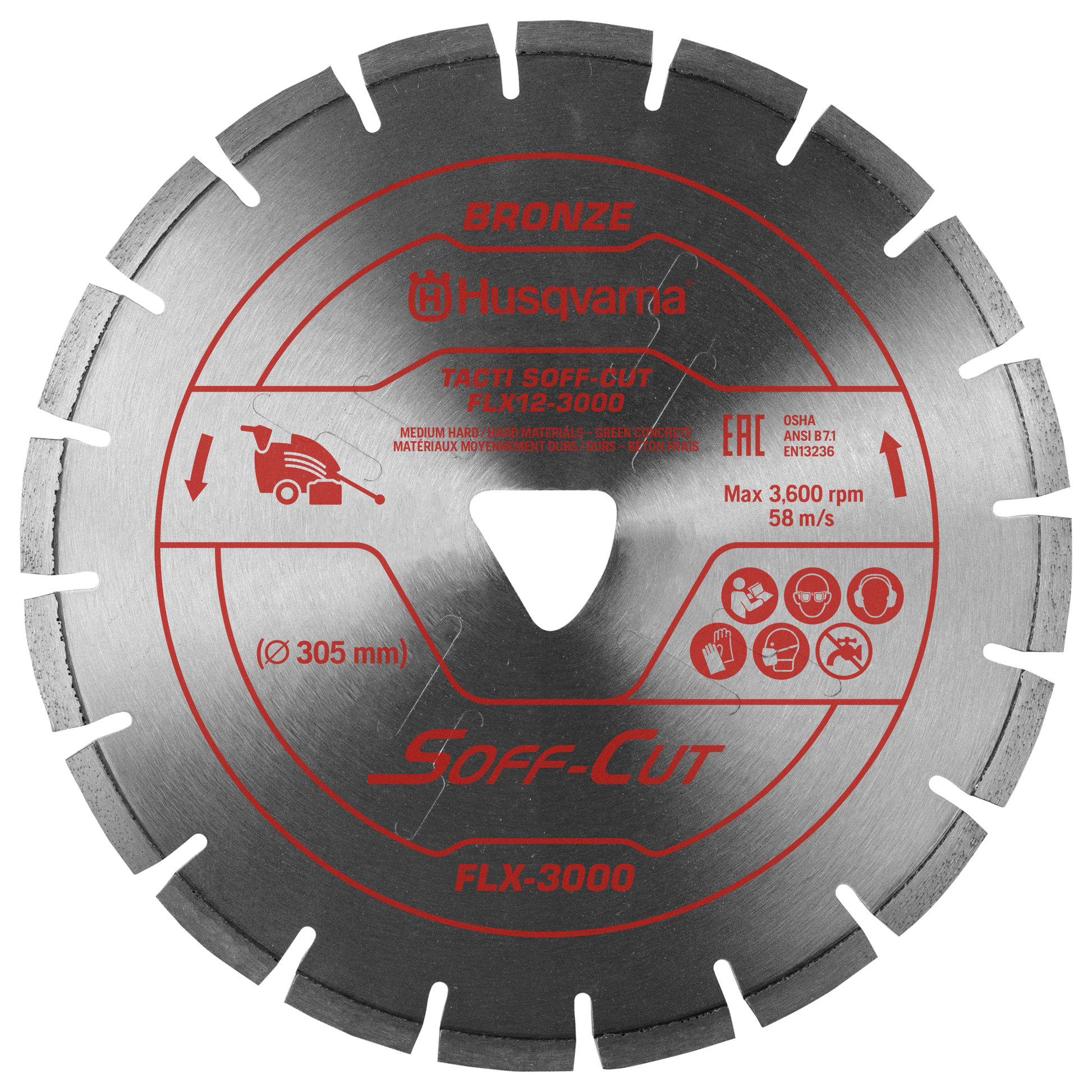 Soft Cut Concrete Saw Blades - Husqvarna Flx 3000 Series Red