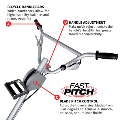 36" Honda Concrete Fast Pitch Power Trowel with 9HP Honda GX270 Finishing Blades Finishing Tool