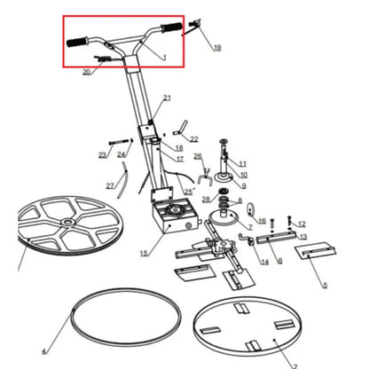 Handle Assembly Spare Part for JXPT24K 24" Power Trowel Kohler Edger JXPT24K-HNDL