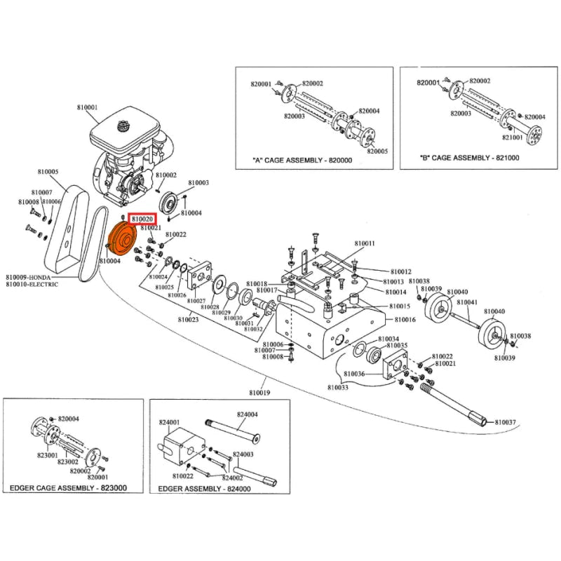 Handle Pulley Replacement (810020)(P035) Spare Part for TSCAR-8H 8" Scarifier Honda TSCAR8H-HPW
