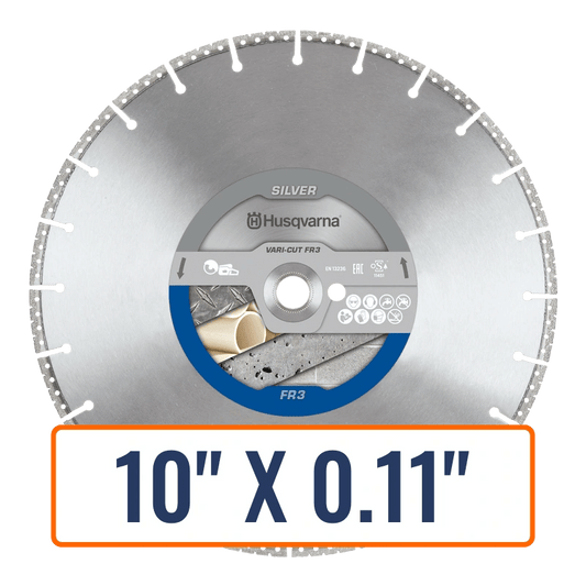Husqvarna-FR3-Rescue-Blade the Husqvarna Vari-Cut™️ FR3 diamond saw, cutting through a variety of materials in a construction setting.