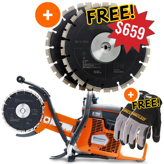 Husqvarna K760 Cut-n-Break II - Gas + FREE EL35 CnB Diamond Blades + Ironclad Gloves