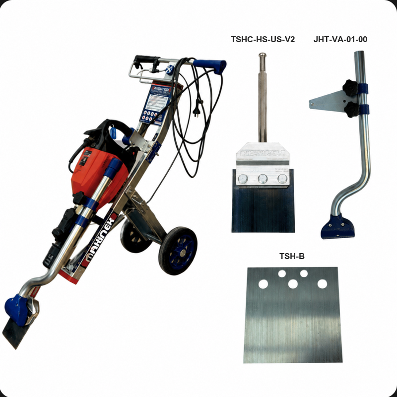 Makinex Jackhammer Trolley Kit with Hilti Tile Smasher Head, Vacuum Attachment and Blade
