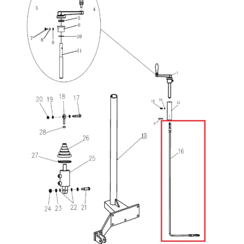 Left Side Throttle (P022) Spare Part for TRT46V 8ft Ride-On Power Trowel TRT46V-LEFTTHRTL-2